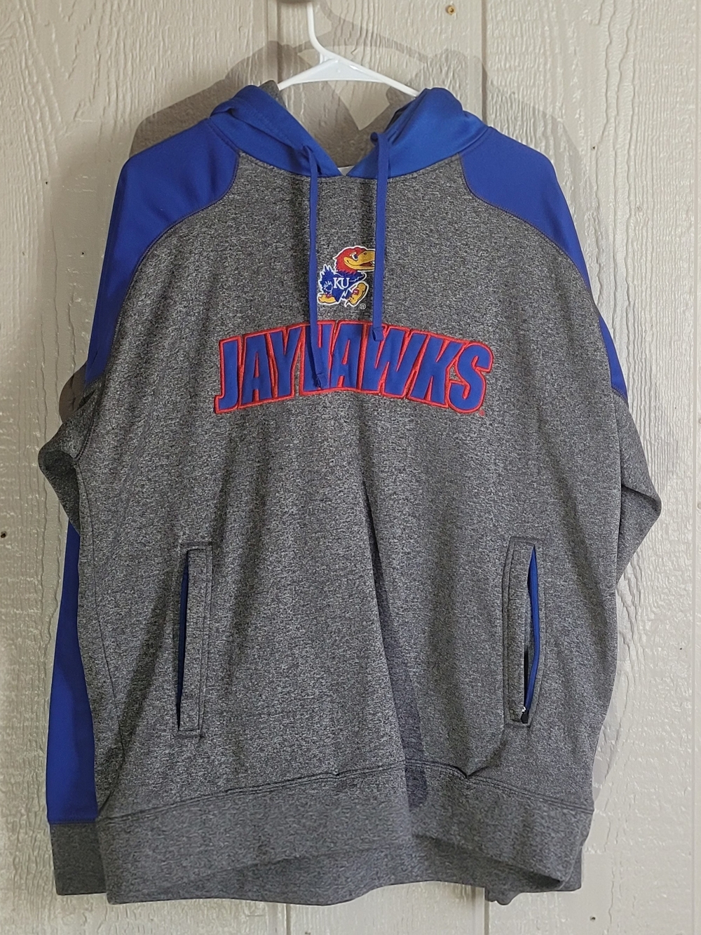 Kansas Jayhawks Men's Gray & Royal Blue Hooded Pullover
